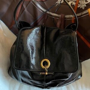 YSL Yves Saint Laurent Patent Leather Hobo HandBag Bag Purse